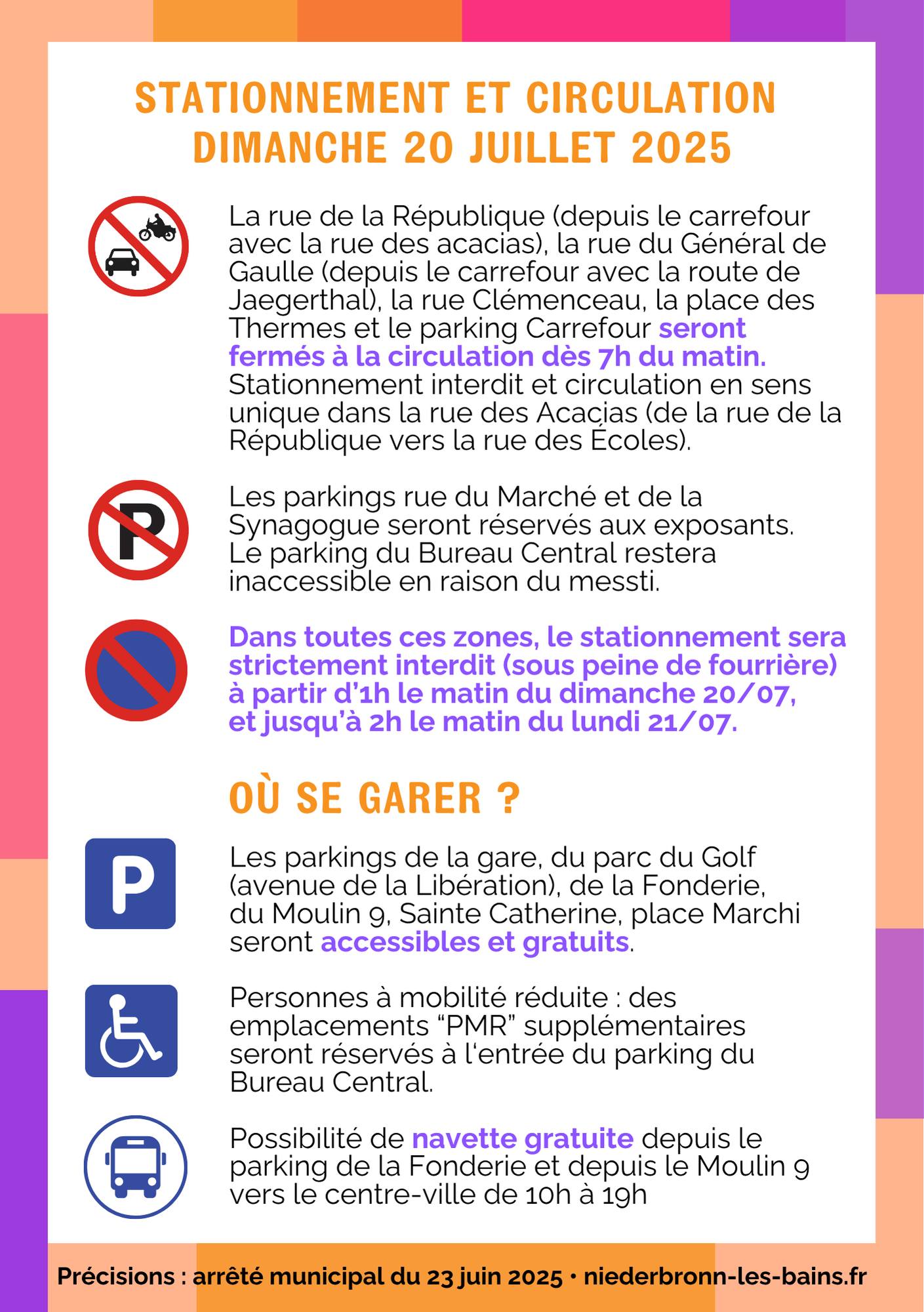 Arret de stationnement et de circulation infos FA 2025