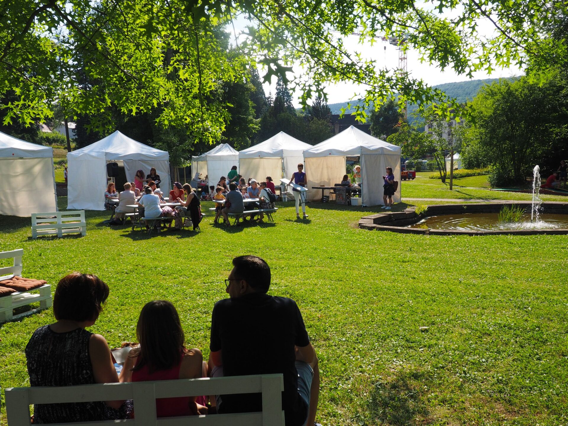 Sous les arbres du parc du Golf pendant Livres en fête